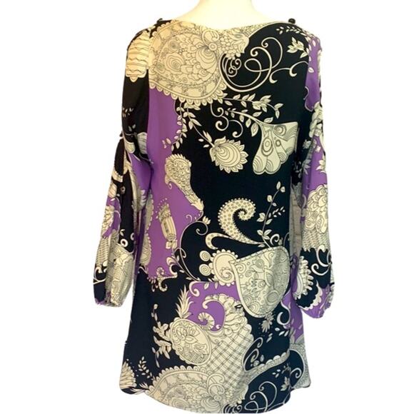 Alice & Trixie paisley silk shift dress, mod, 60s style, rich girl, medium - Picture 3 of 7